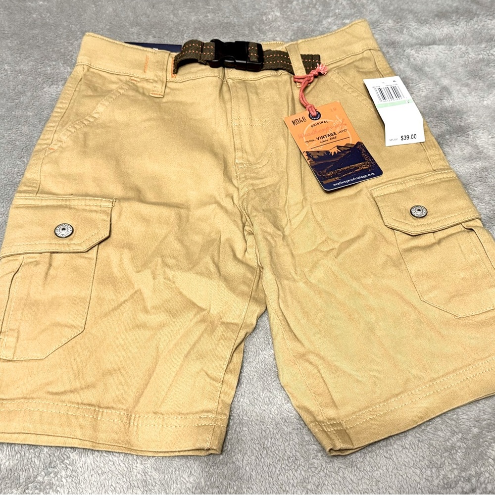 Boys Original Weatherproof Twill Khaki Cargo Shorts